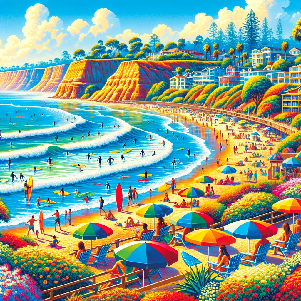 "Vivid skyline of Encinitas, CA, a top market for investing in short-term rental properties.”