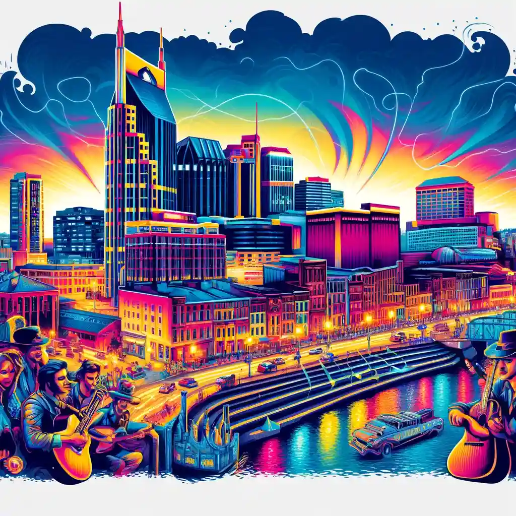 "Colorful Nashville, Tennessee depiction, providing investor guidance on its short-term rental market.”