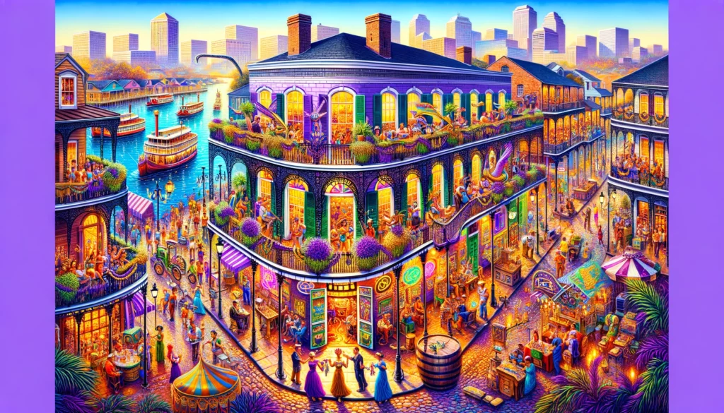 "Vibrant depiction of New Orleans, Louisiana, filled with the lively atmosphere and architecture, accompanied by comprehensive investor guidance."