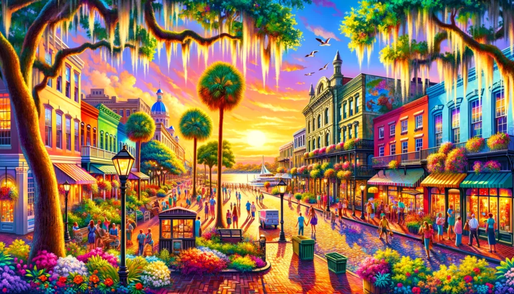 "The vibrant and colorful image of Savannah, Georgia, accompanied by comprehensive investor guidance to vacation rentals.”